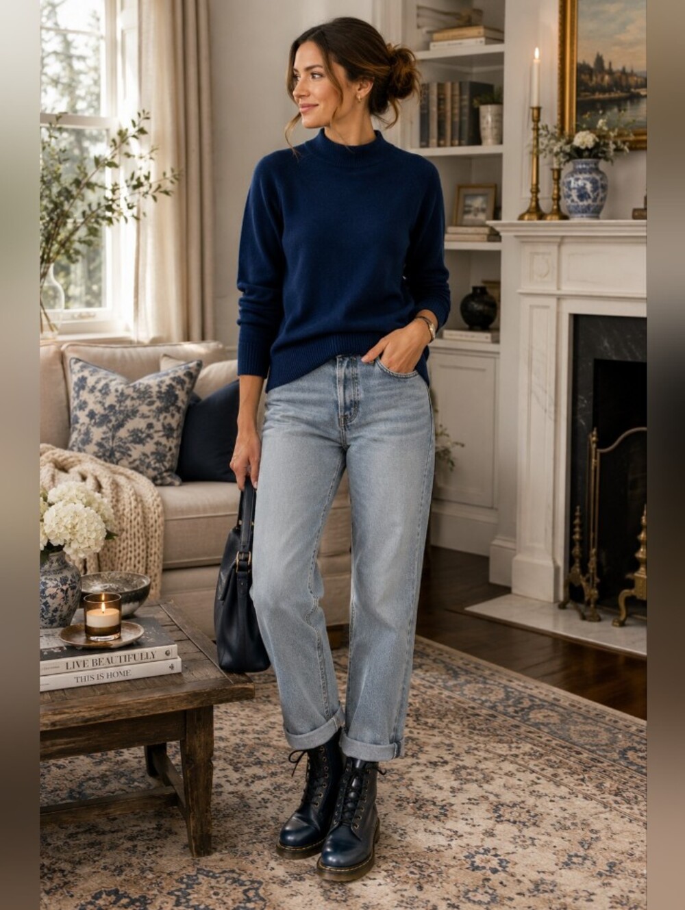 Morley Women's Deep Navy Jewel Blue Crewneck Sweater- US Sz:12-15 England Sz:40